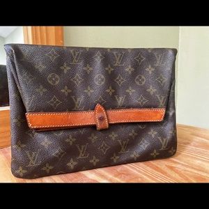 VINTAGE LOUIS VUITTON MONOGRAM POCHETTE PLIANTE DOCUMENT RARE CLUTCH BAG